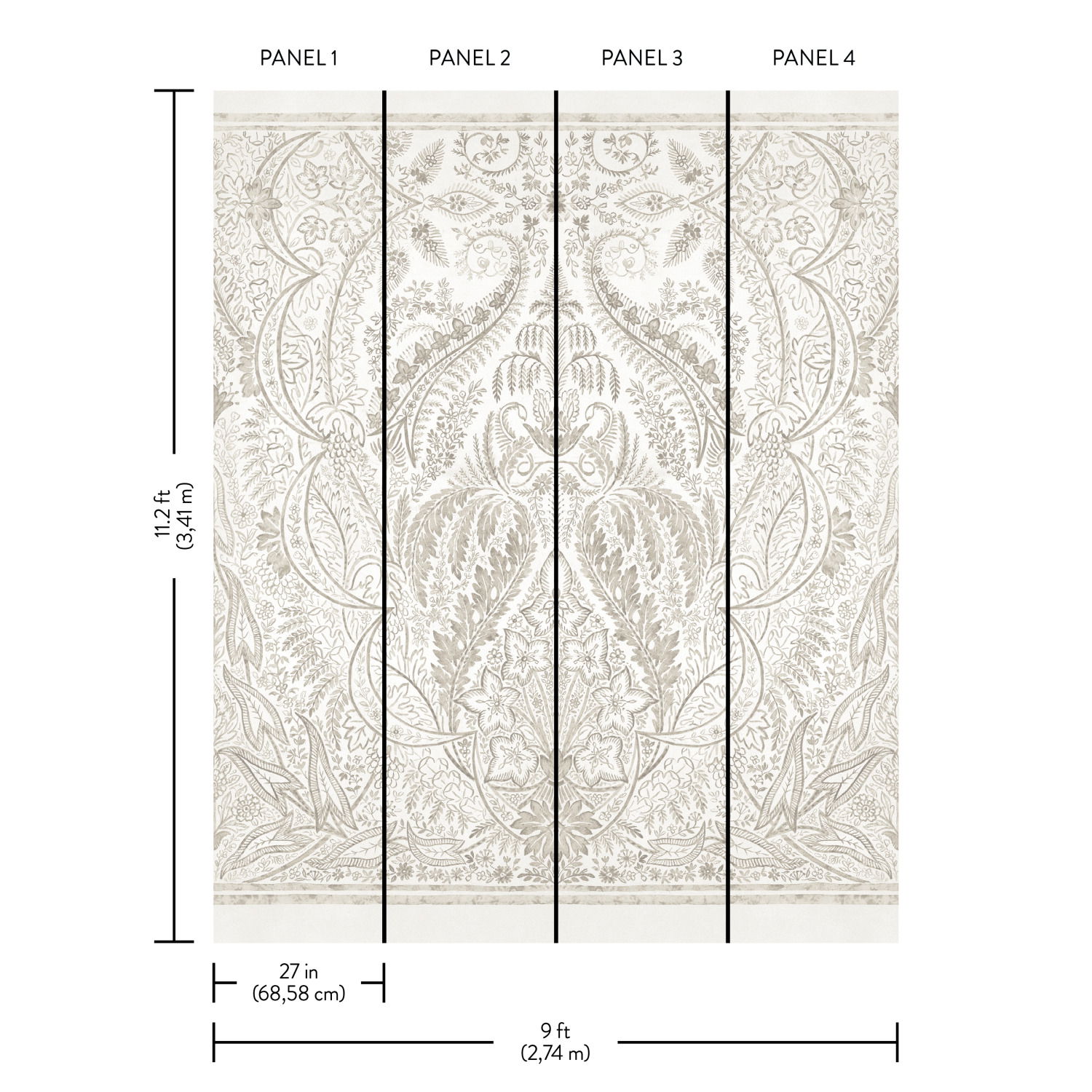 Beige Jaipur Paisley Damas Wall Mural large image 