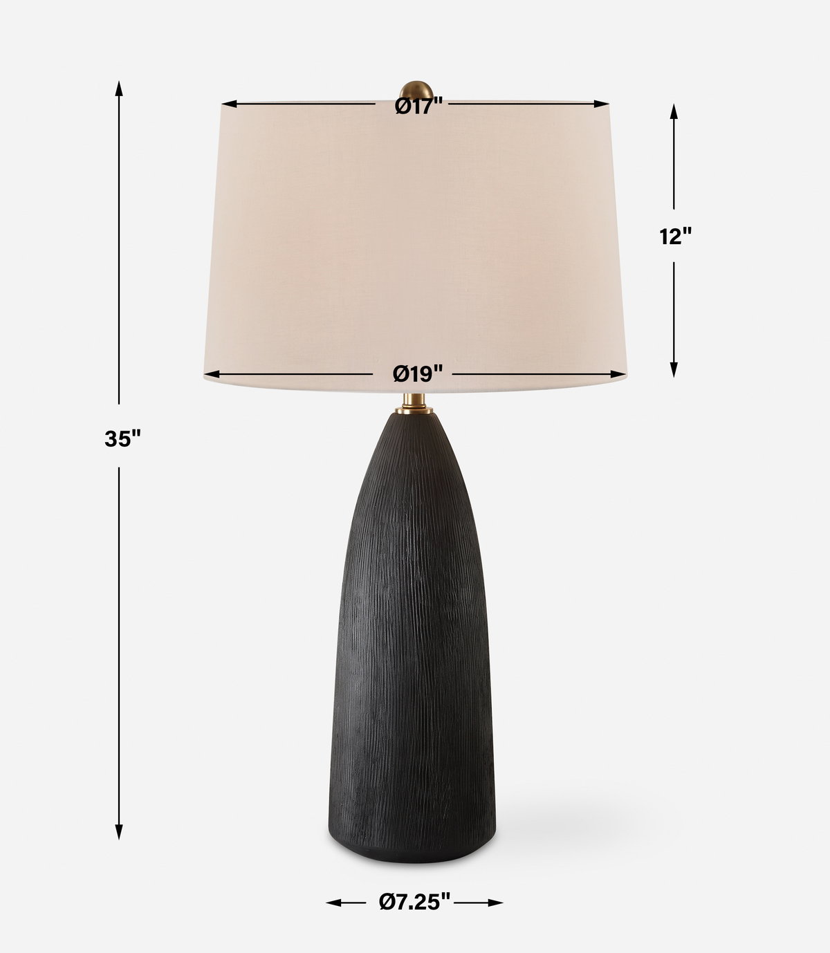 Jett Black Table Lamp, by Uttermost, 19" width x 35" height x 19" depth View 3