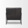 Stratton Gunmetal with Genuine Aged Black Leather Upholstered Accent Chair, by Mercana, 27.25" length x 36.5" width x 29.5" height thumbnail 7