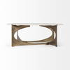 Reinhold 49' Round White Marble Top Gold Metal Base Coffee Table, by Mercana, 49" length x 49" width x 17" height thumbnail 9