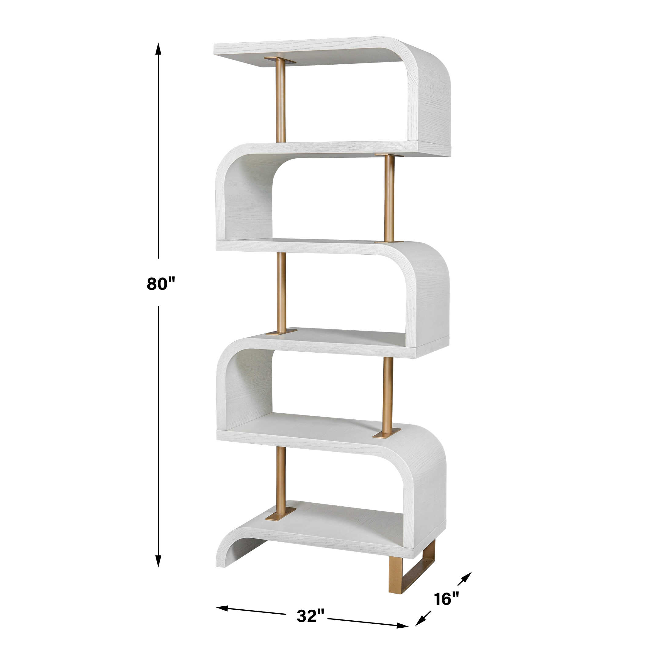 Bia White Etagere, Furniture by Uttermost, 32" width x 80" height x 16" depth View 3