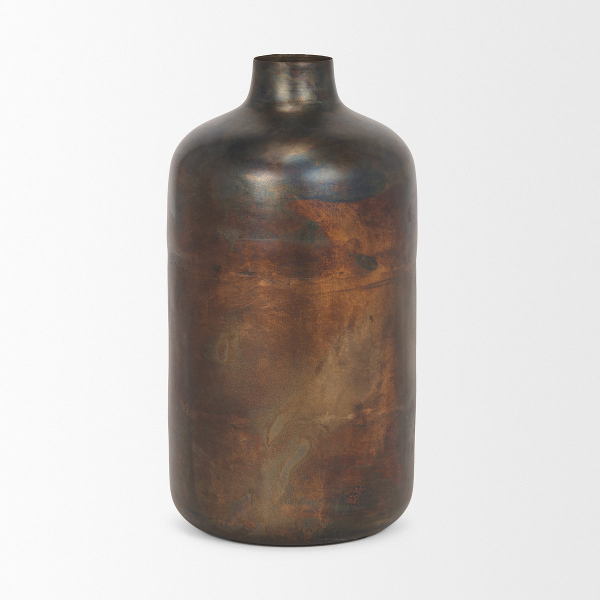 Daya Tall Antiqued Gold Metal Vase, by Mercana, 6.3" length x 6.3" width x 12.2" height View 4