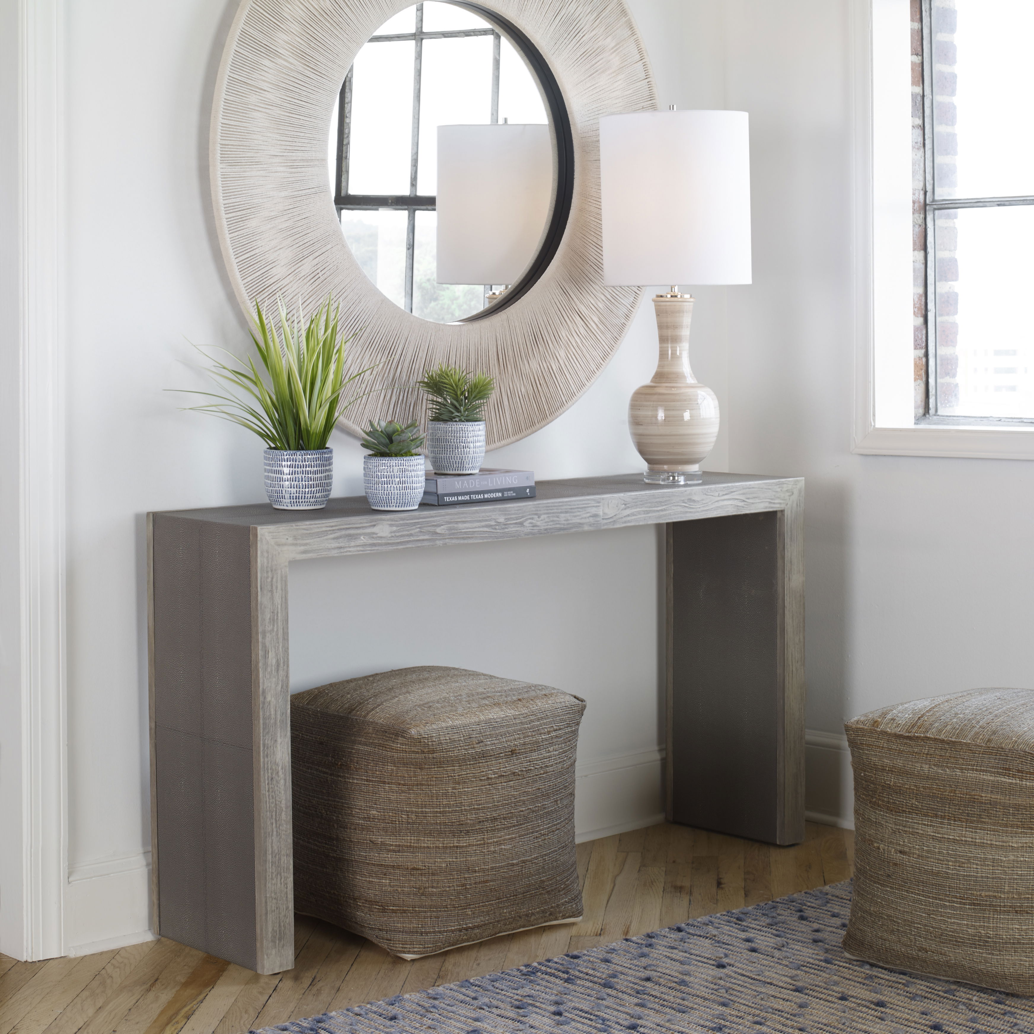 Aerina Aged Gray Console Table, Furniture by Uttermost, 60" width x 33" height x 15" depth View 2