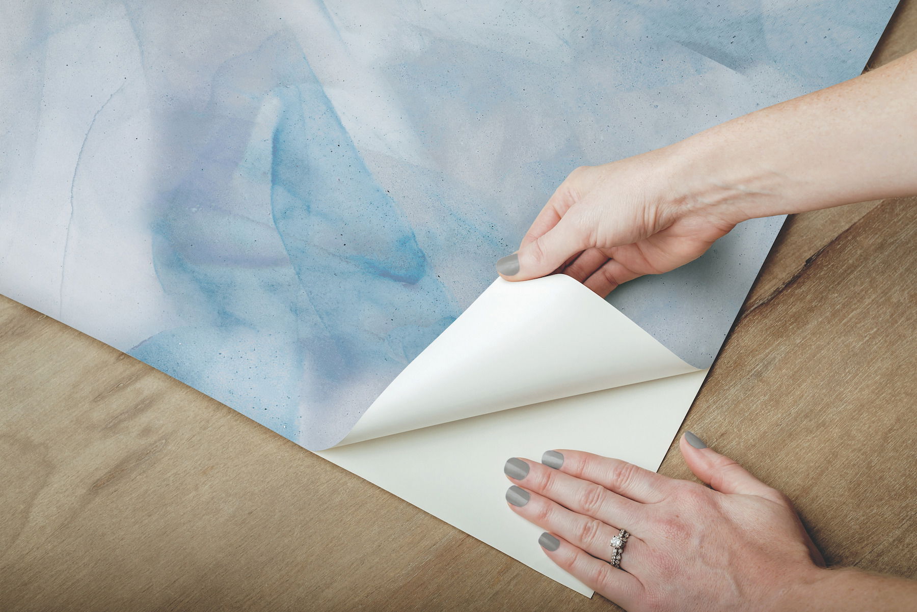 Watercolor Silks Blue Peel & Stick Wallpaper, by York Wall, 20' length x 2'3" width x 0.02" depth View 6