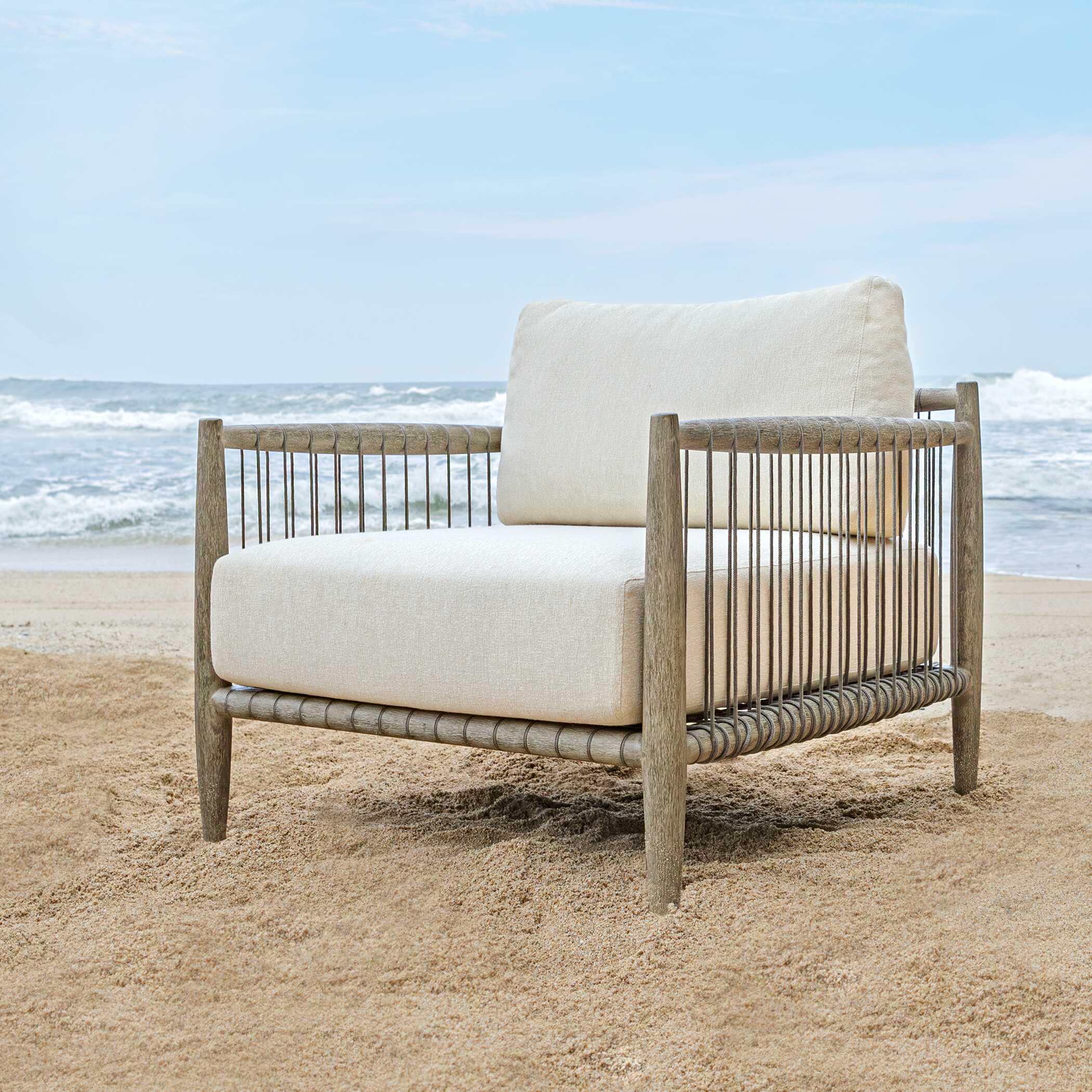 Borneo White Outdoor Lounge Chair, Furniture by Uttermost, 32" width x 29" height x 32" depth View 2