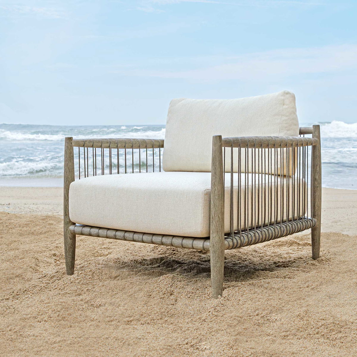 Borneo White Outdoor Lounge Chair, Outdoor Accent Chair by Uttermost, 2'8" width x 2'5" height x 2'8" depth View 2