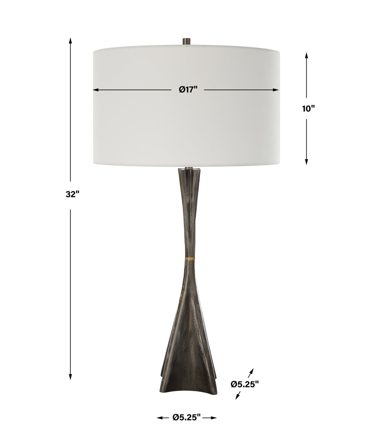Keiron Industrial Table Lamp, by Uttermost, 1'5" width x 2'8" height x 1'5" depth View 3