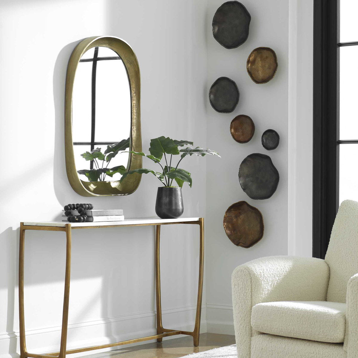 Lucky Coins Nickel Wall Decor Set/4, Sculptural Wall Art by Uttermost, 11" width x 11" height x 2.5" depth View 8