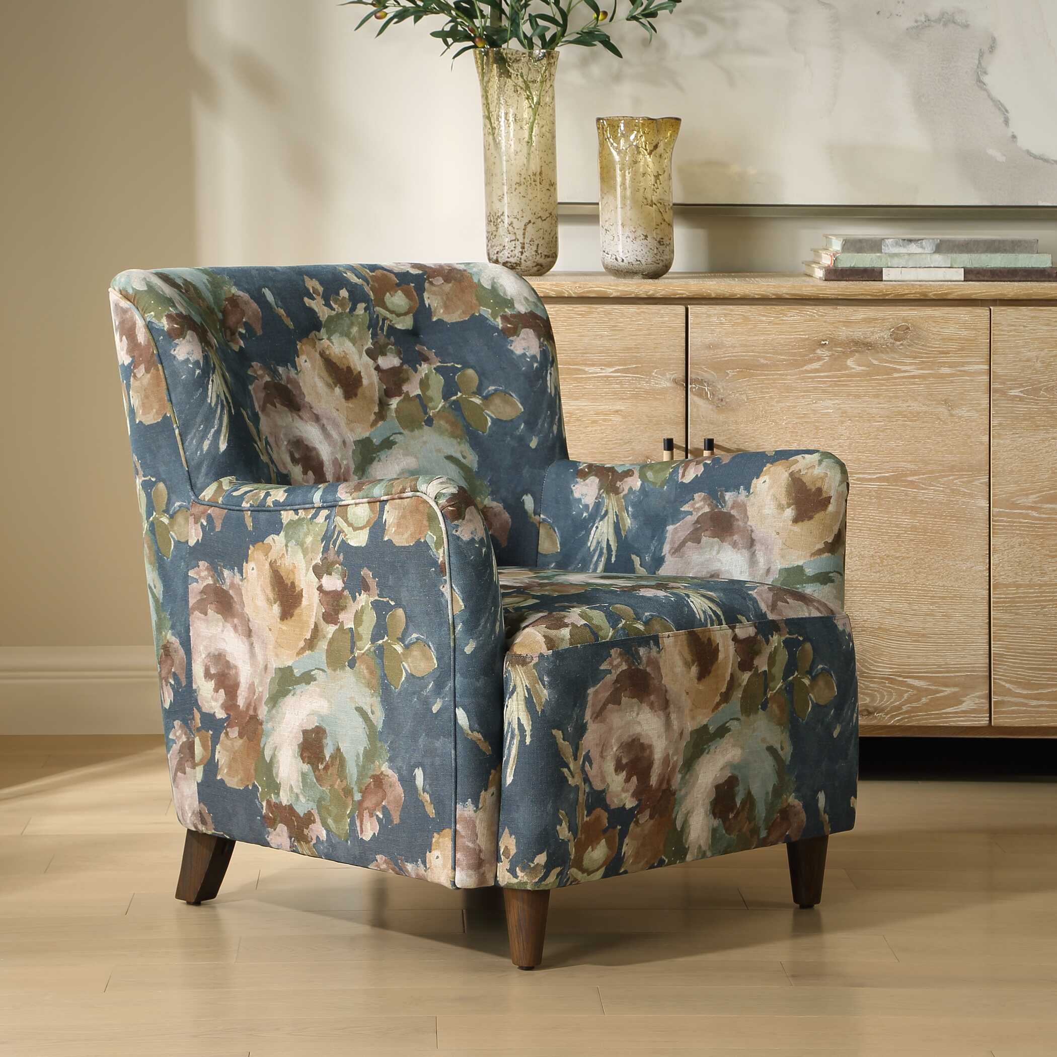 Lainey Floral Upholstered Armchair, Furniture by Uttermost, 30" width x 32.5" height x 31.5" depth View 4