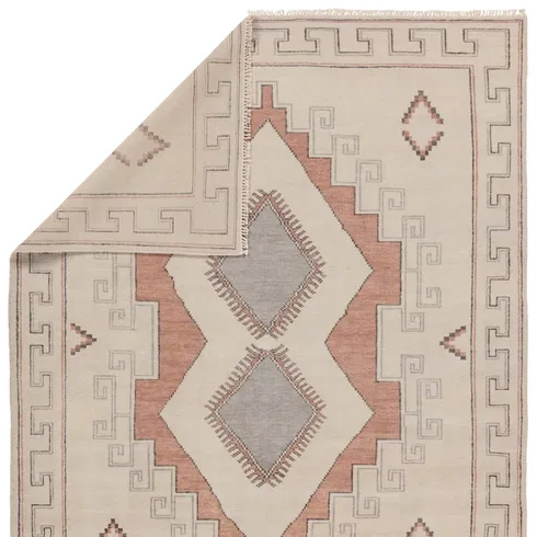 Jaipur Living Azzurro JIN08 Handknotted Medallion Cream and Pink Area Rug (10