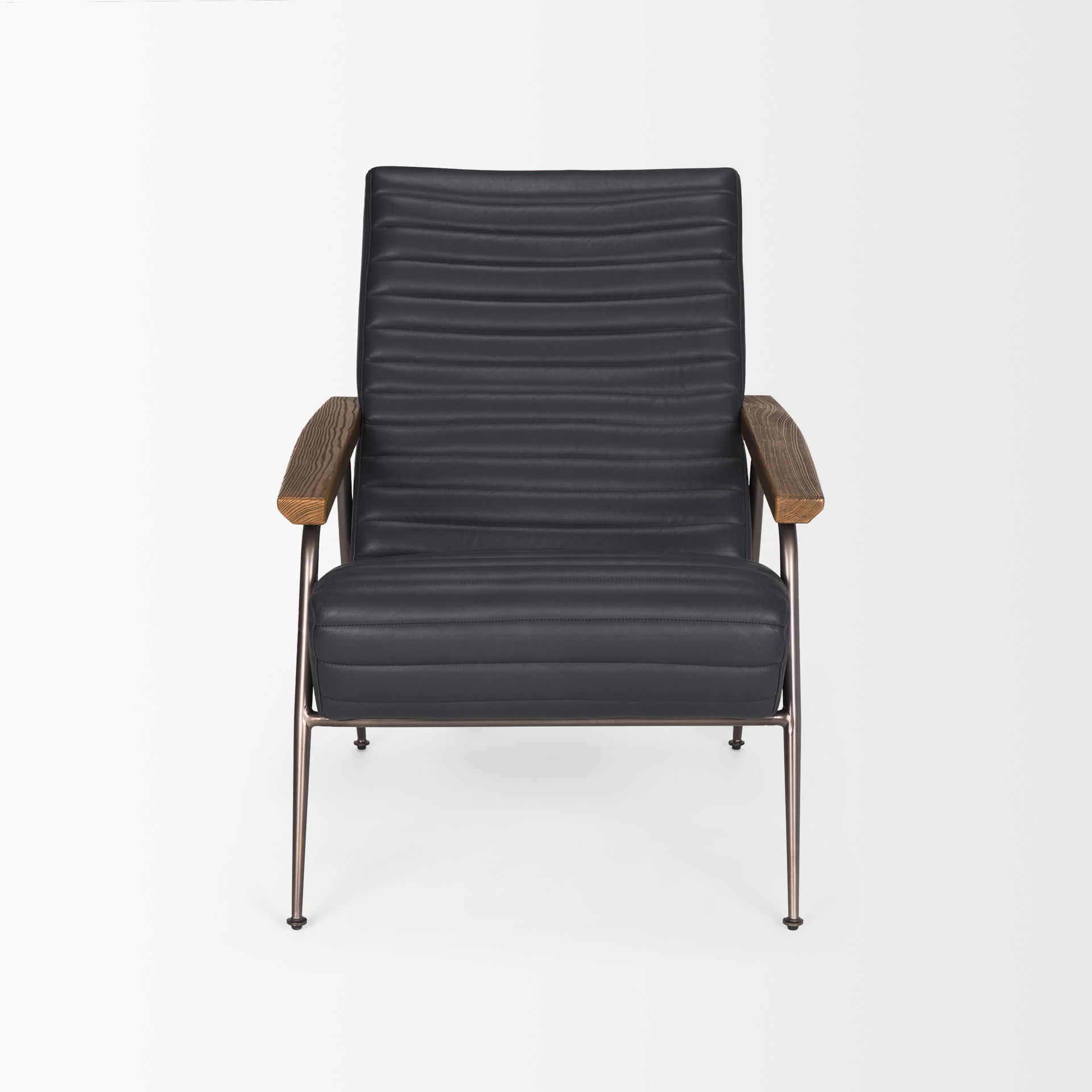 Grosjean Black Leather with Black Metal Frame Accent Chair large image 