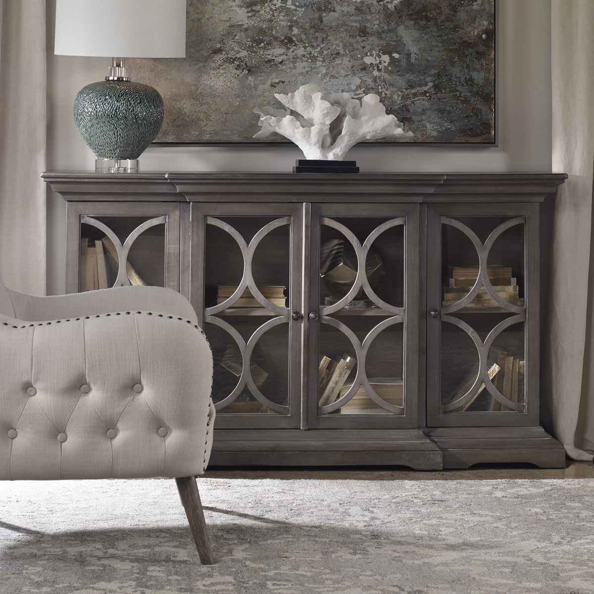 Belino Wooden 4 Door Chest, Cabinets & Chest by Uttermost, 64" width x 36" height x 13" depth View 2