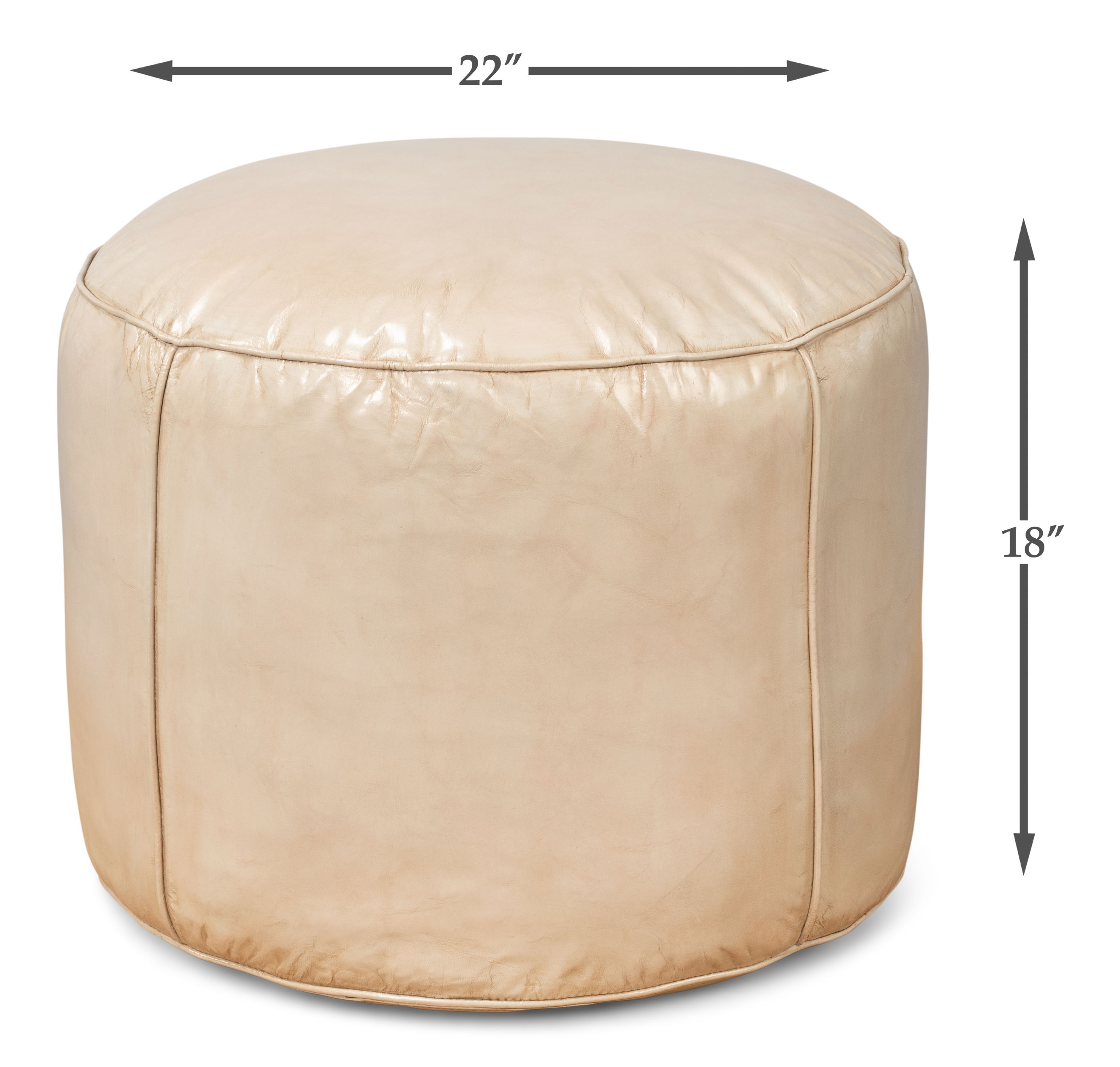 Soccerball Stool, Taupe Leather, Seating by Sarreid, 22" length x 22" width x 18" height View 13