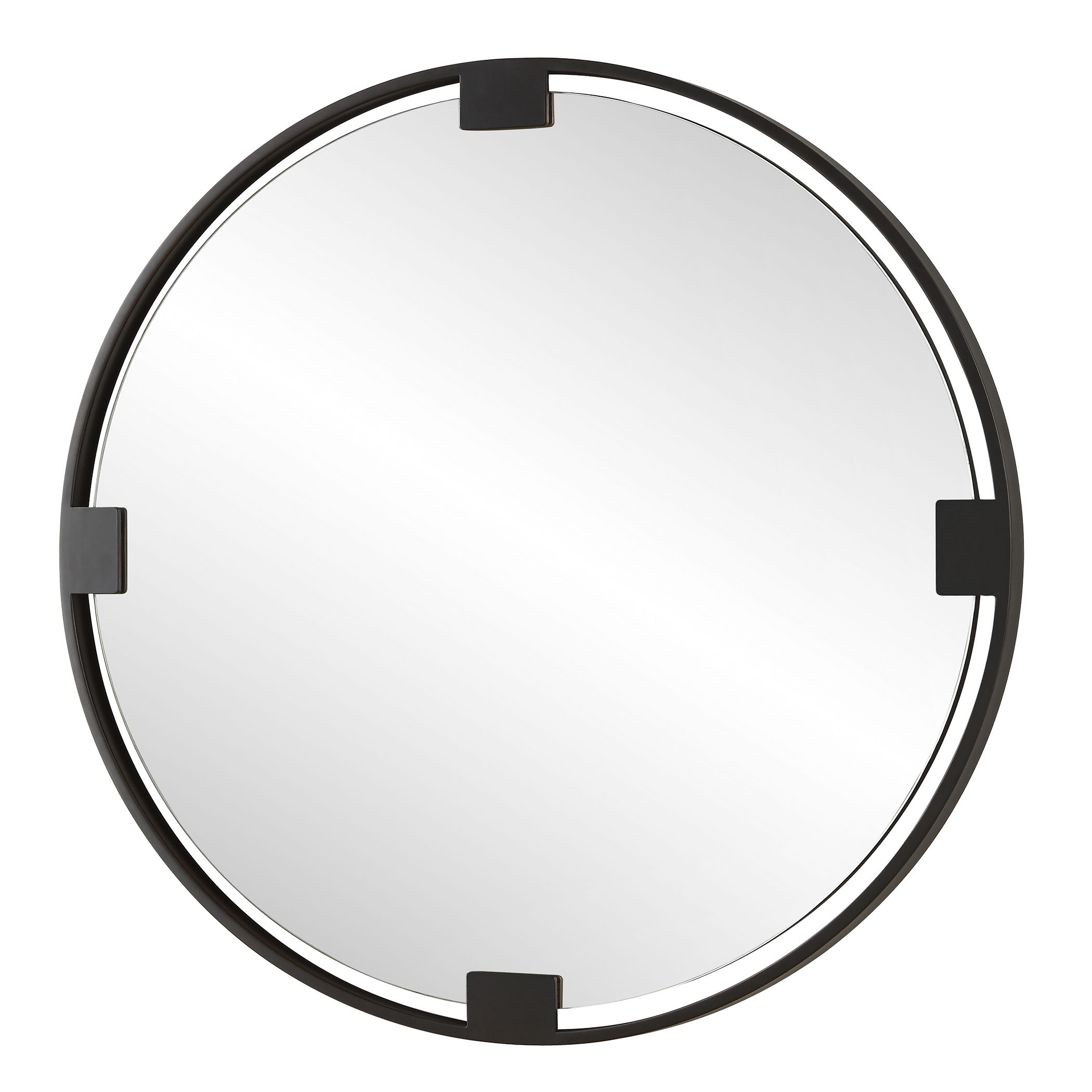 Cornelia Black Round Mirror large image 