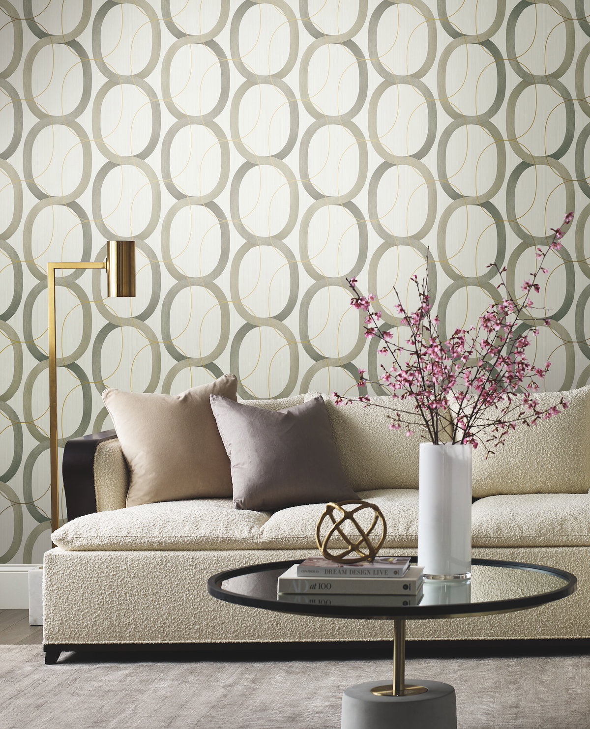 Interlock Taupe Wallpaper, by York Wall, 33' length x 1'8.5" width x 0.02" depth View 2