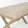 Solis II 50L x 16W Brown Base Beige Woven Leather Cushion Accent Bench thumbnail 6
