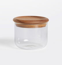 Online Designer Bathroom Glass and Wood Canister, Small