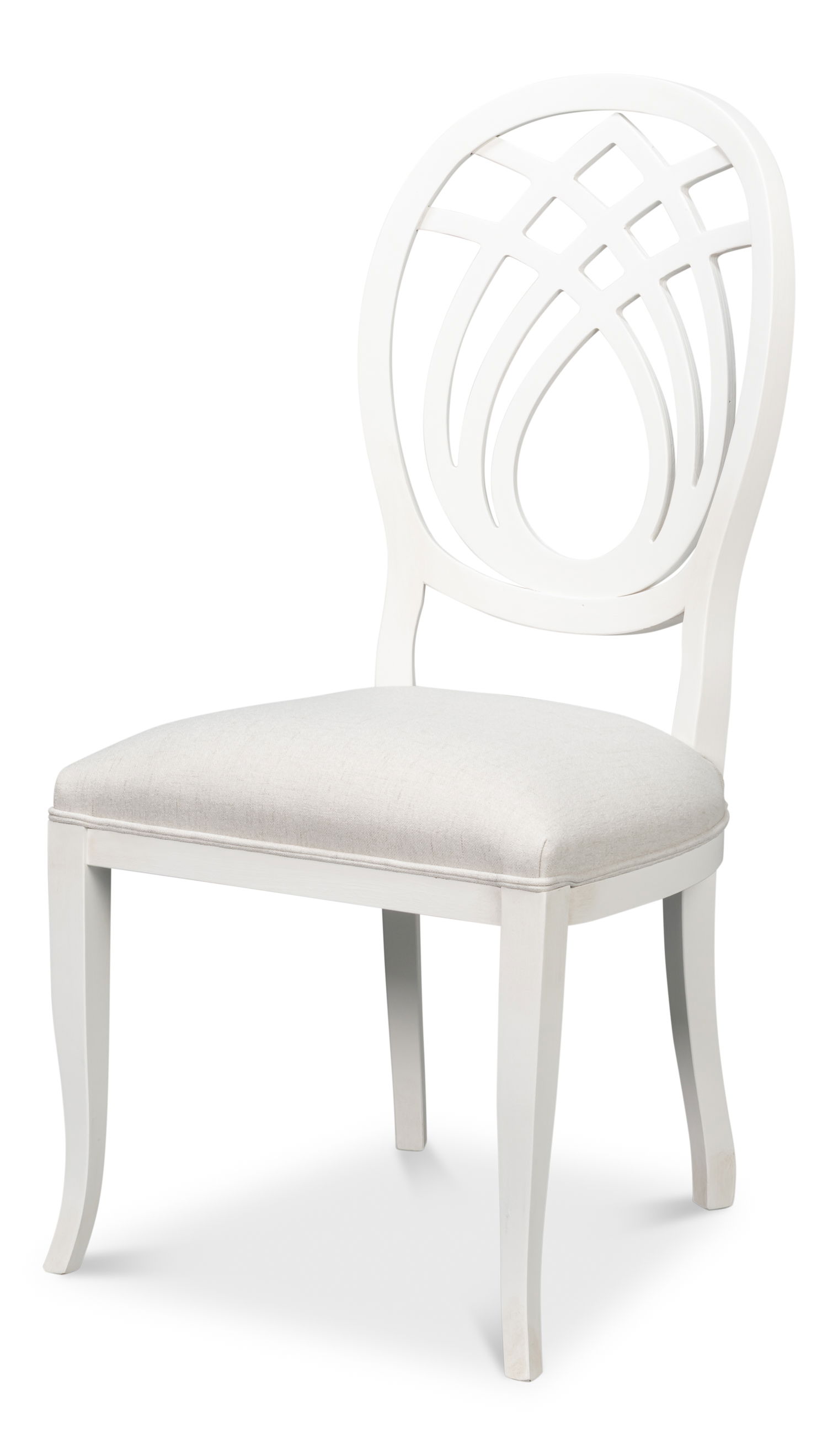 Goccia Side Chair, Cortina White, Crema, Dining Chair by Sarreid, 21" length x 19" width x 41" height View 1