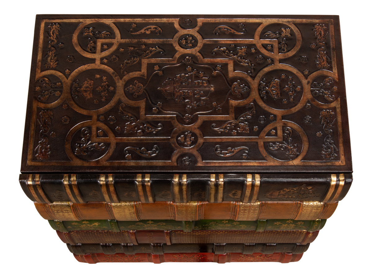 Florentine Books Chairside Chest, by Sarreid, 1' length x 1'8" width x 1'10" height View 7