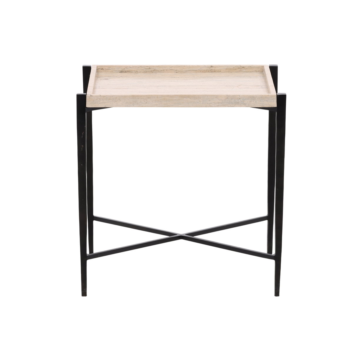 Rice End Table Travertine, Side & End Table by Dovetail, 22" width x 22" height x 17" depth View 2