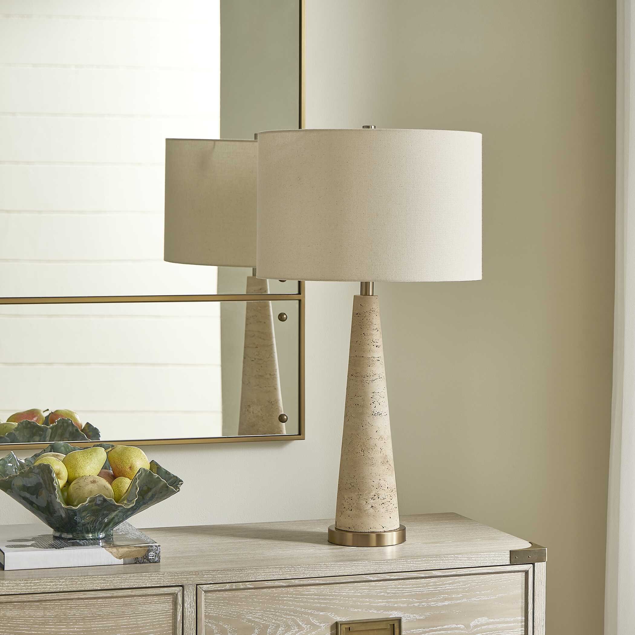 Perkins Travertine Table Lamp large image 