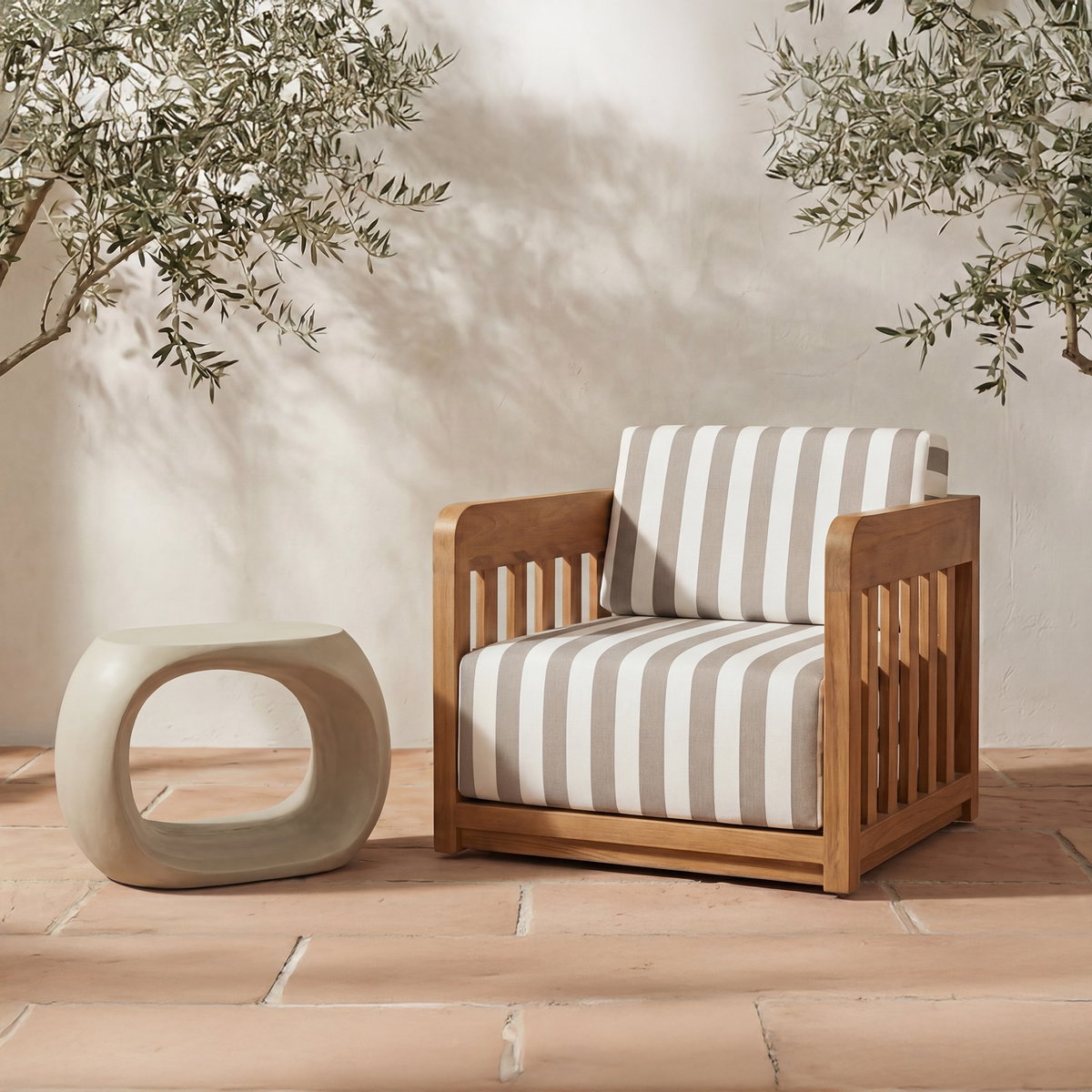 Albers Outdoor Stool Cream, Outdoor Chair by Moe's Home, 2'2.75" width x 1'5.75" height x 1'2.75" depth View 6