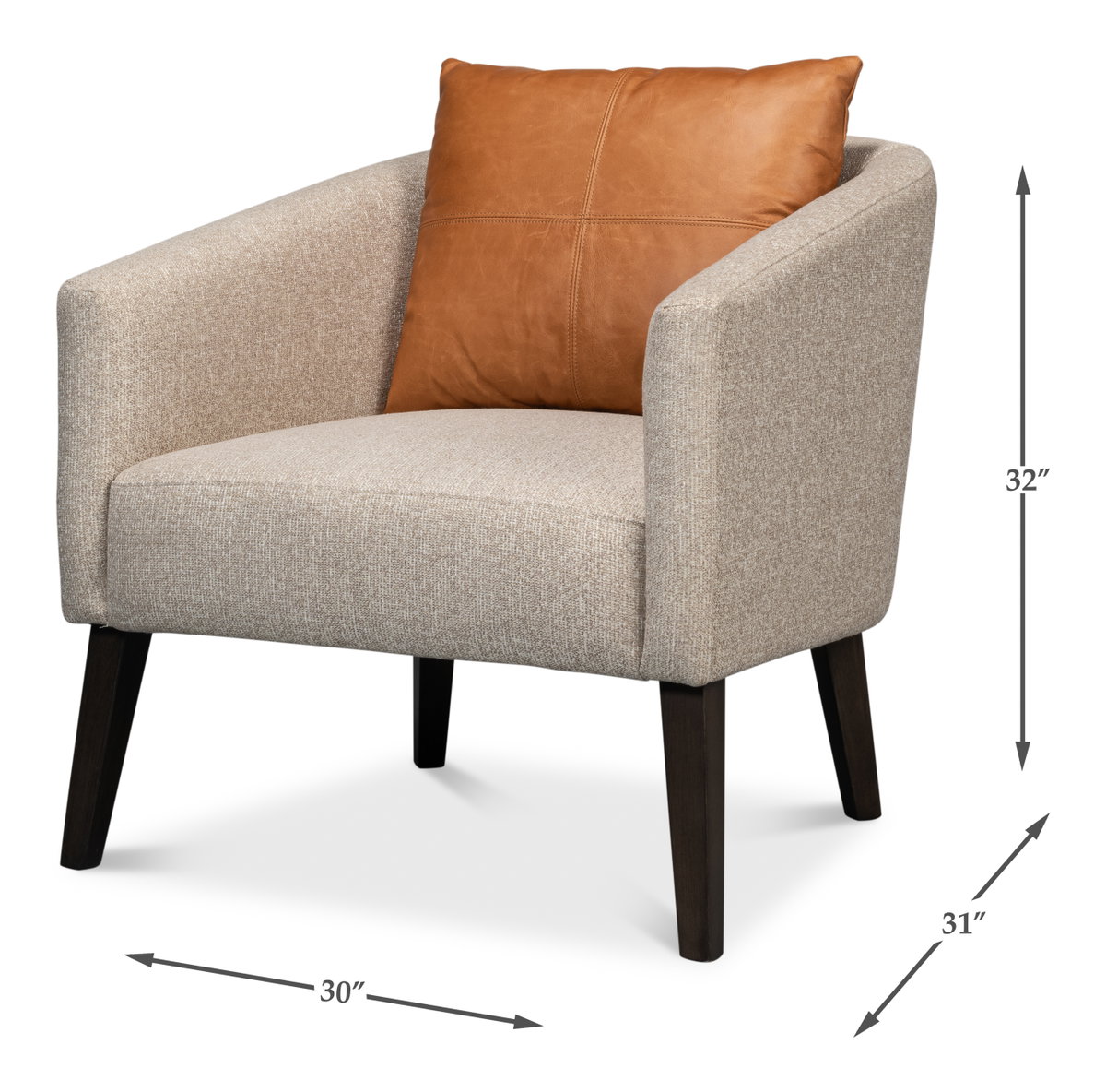 Bronson Tub Chair, by Sarreid, 2'7" length x 2'6" width x 2'8" height View 13