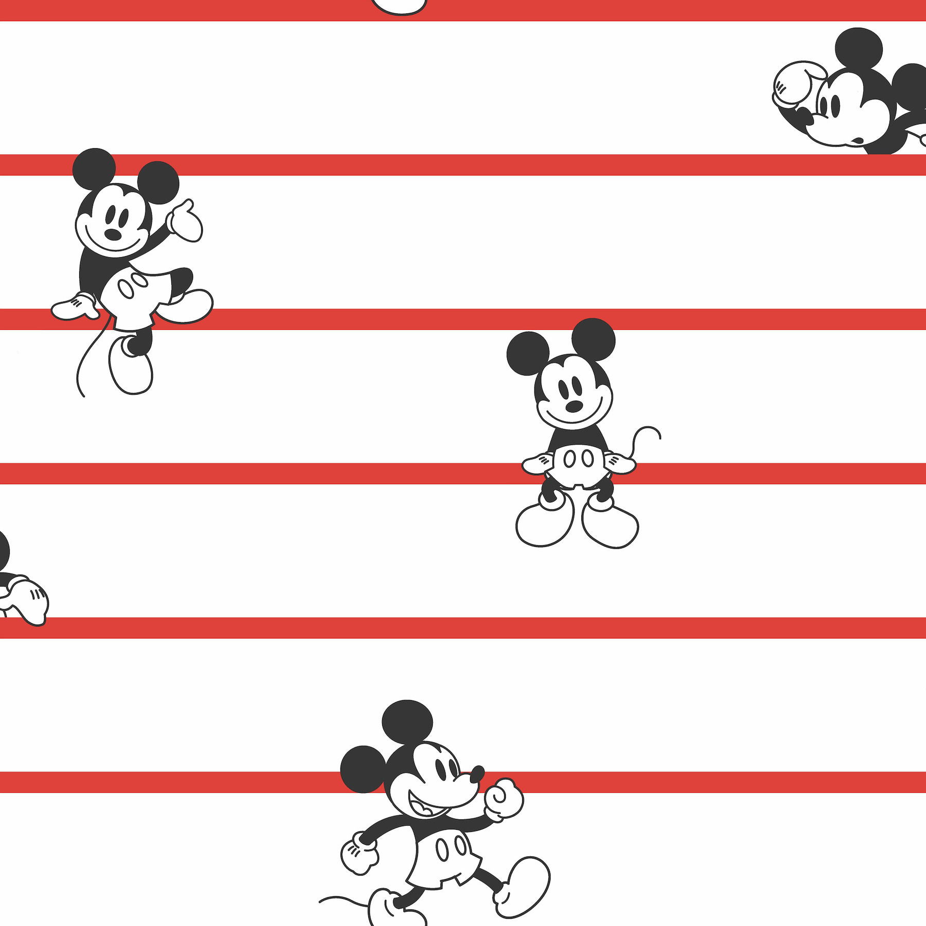 Disney Mickey Mouse Stripe Red Wallpaper, by York Wall, 33' length x 1'8.5" width x 0.02" depth View 1