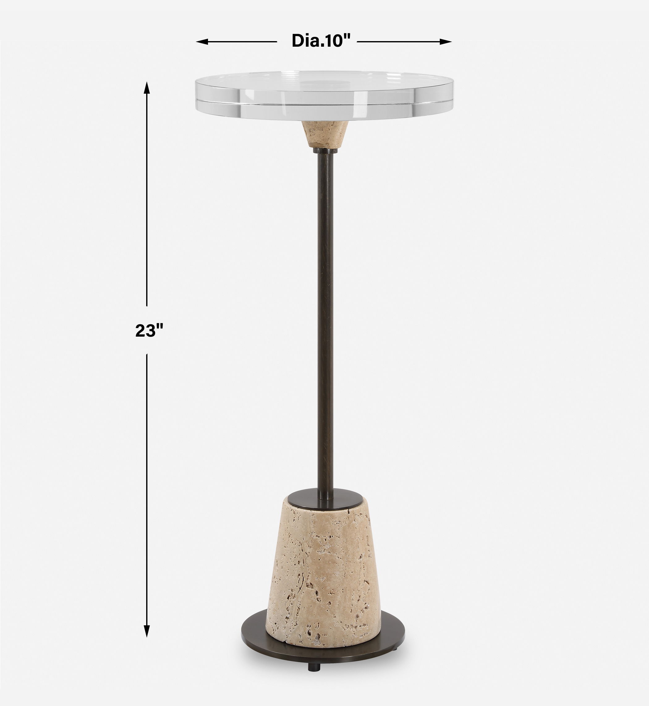Arthur Crystal Drink Table, Furniture by Uttermost, 10" width x 23" height x 10" depth View 3
