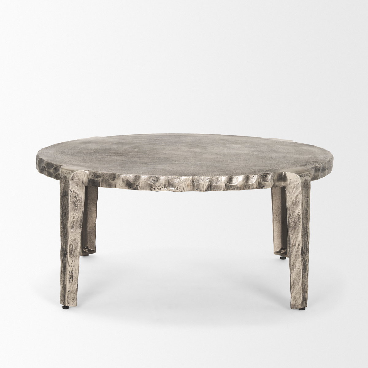 Randy Silver Nickel Cast Aluminum Metal Coffee Table, by Mercana, 37.8" length x 37.8" width x 18.9" height View 4