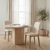 David Solid Back Dining Side Chair | Tuffed Cream Fabric with Brown Wood, Dining Chair by Mercana, 18.5" length x 26" width x 34.5" height thumbnail 4