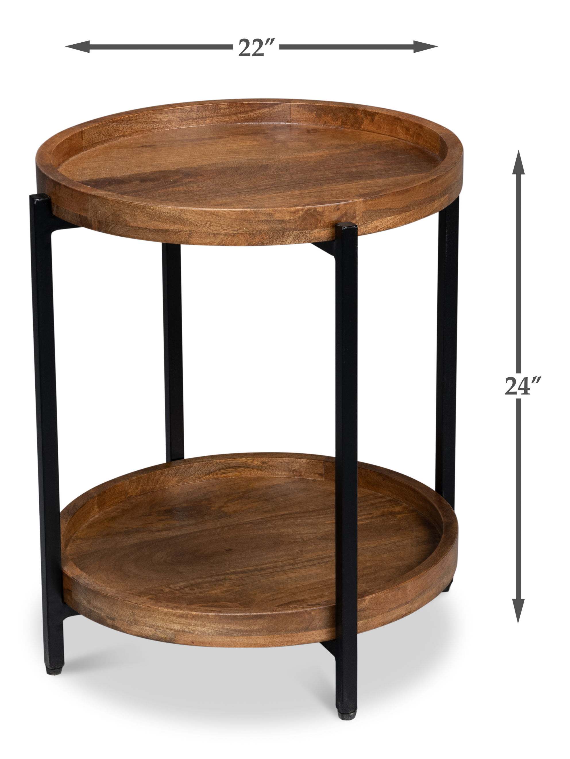 Profile Round End Table, Side & End Table by Sarreid, 22" length x 22" width x 24" height View 13