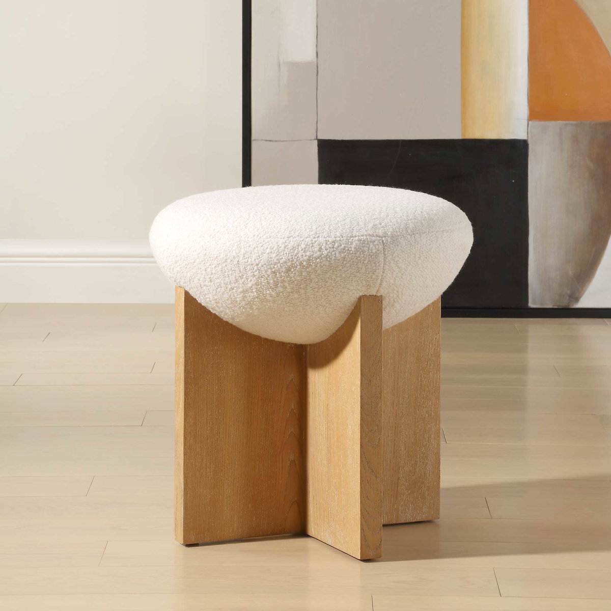 Lainie Minimalist Accent Stool, Low Stool by Uttermost, 18" width x 18.5" height x 18" depth View 2