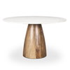 Allyson 48' Round Pedestal Dining Table | Banswara White Marble & Brown Wood | Seats 4, by Mercana, 48" length x 48" width x 30" height thumbnail 1
