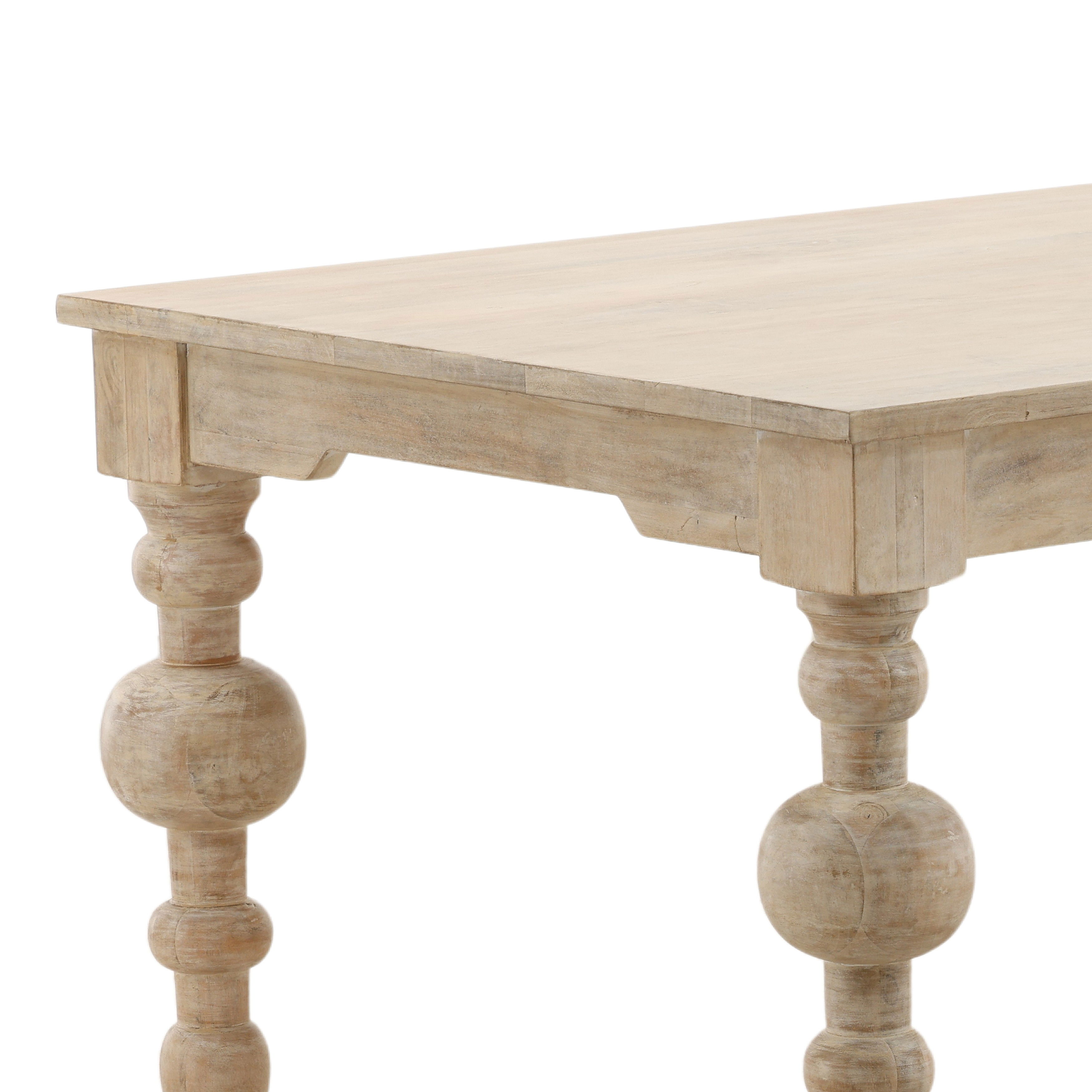 Annette Dining Table Whitewash, by Dovetail, 87" width x 30" height x 39" depth View 5