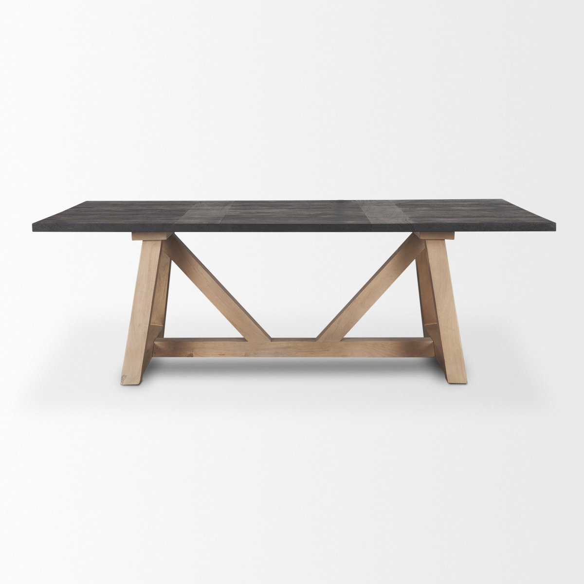 Rialto Rectangular Two-Tone Black and Brown Solid Wood Dining Table, by Mercana, 96" length x 42" width x 30" height View 2