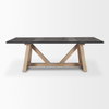 Rialto Rectangular Two-Tone Black and Brown Solid Wood Dining Table, by Mercana, 96" length x 42" width x 30" height thumbnail 3