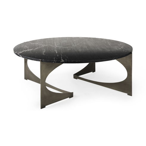 Reinhold III Black Marble Top Iron Coffee Table