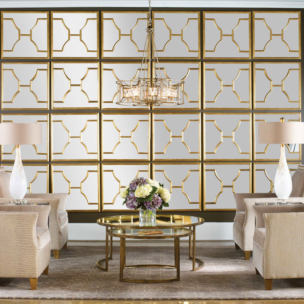 Misa Gold Square Mirrors Set/2, by Uttermost, 24" width x 24" height x 1.12" depth View 2