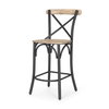 Etienne Low Back 26.25in Seat Counter Stool | Light Brown with Metal, Counter & Bar Stool by Mercana, 20.3" length x 22" width x 41.5" height thumbnail 1