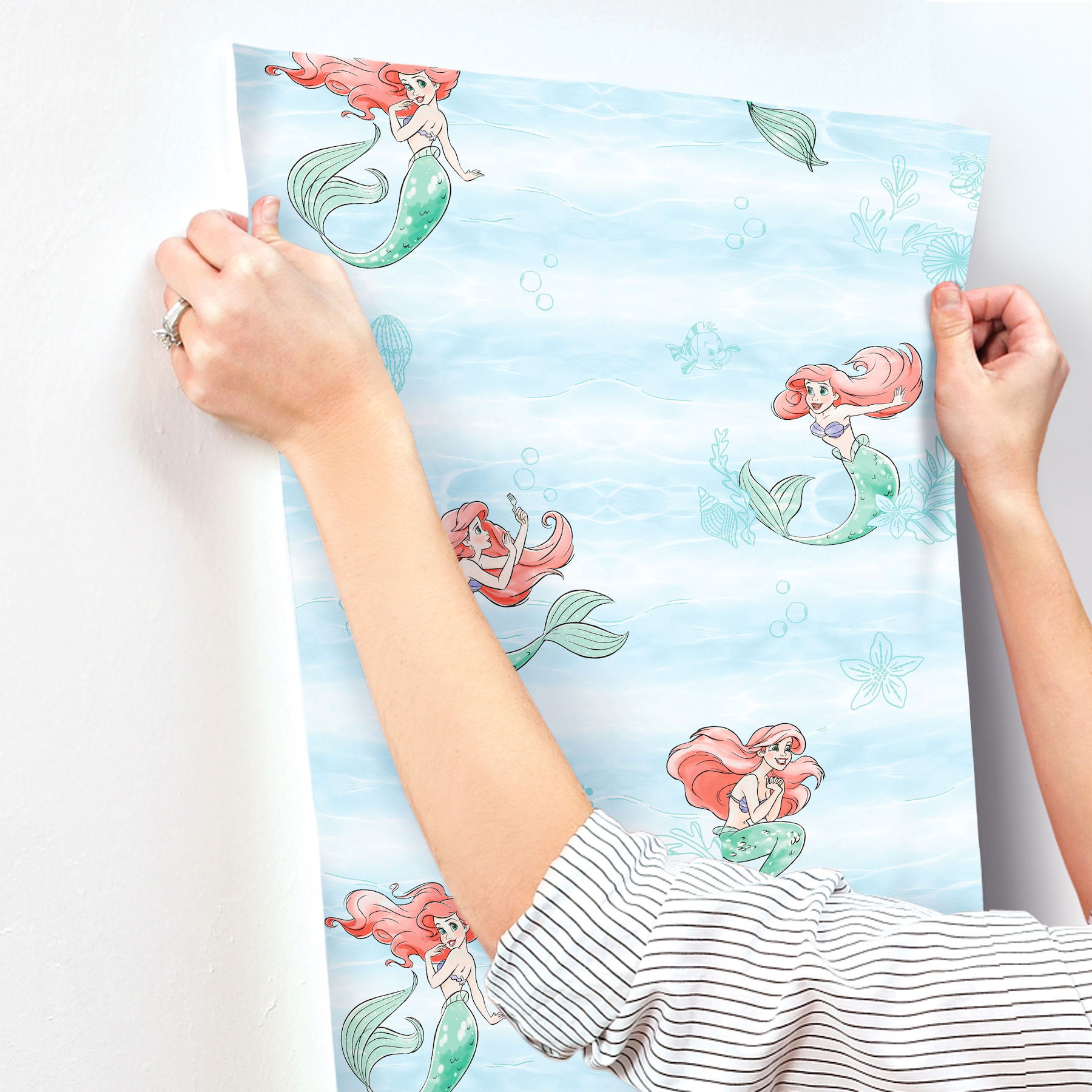 Disney The Little Mermaid Swim Teal Wallpaper large image 