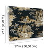 Pagoda And Sampan Scenic Black Wallpaper, by York Wall, 27' length x 2'3" width x 0.02" depth thumbnail 8