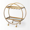 Carola Gold Frame Two-Tier Glass Shelves with Stemware Holder Bar Cart thumbnail 7