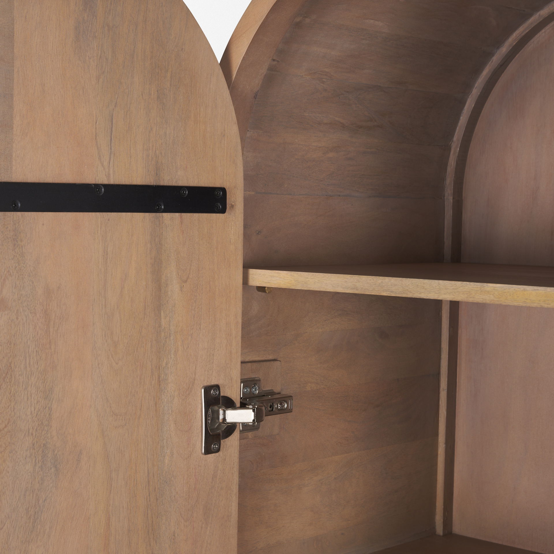 Sorina Reverse Fluted Light Brown Wood Curio Cabinet, Cabinets & Sideboard by Mercana, 36" length x 17" width x 72" height View 11