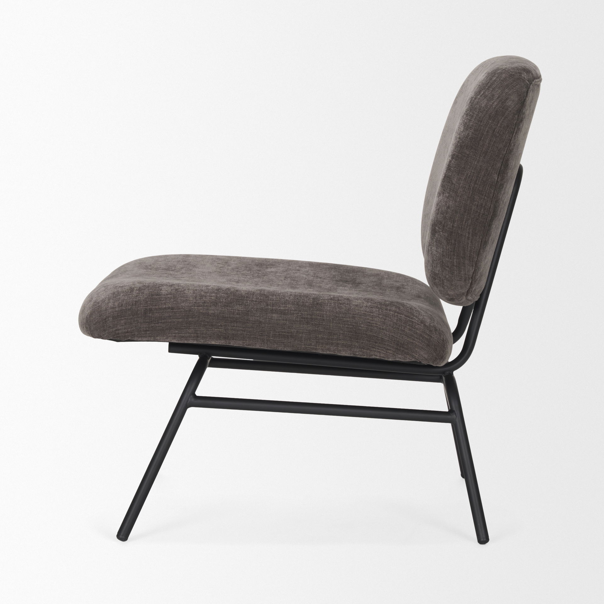 Nora Charcoal Fabric with Matte Black Metal Legs Accent Chair, by Mercana, 25" length x 30.25" width x 31" height View 6