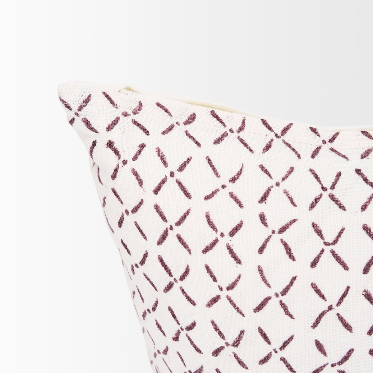 Jayden 14x26 Cream with Merlot Print Linen Lumbar Pillow Cover, Decorative Pillow by Mercana, 14" length x 26" width x 0.2" height View 8