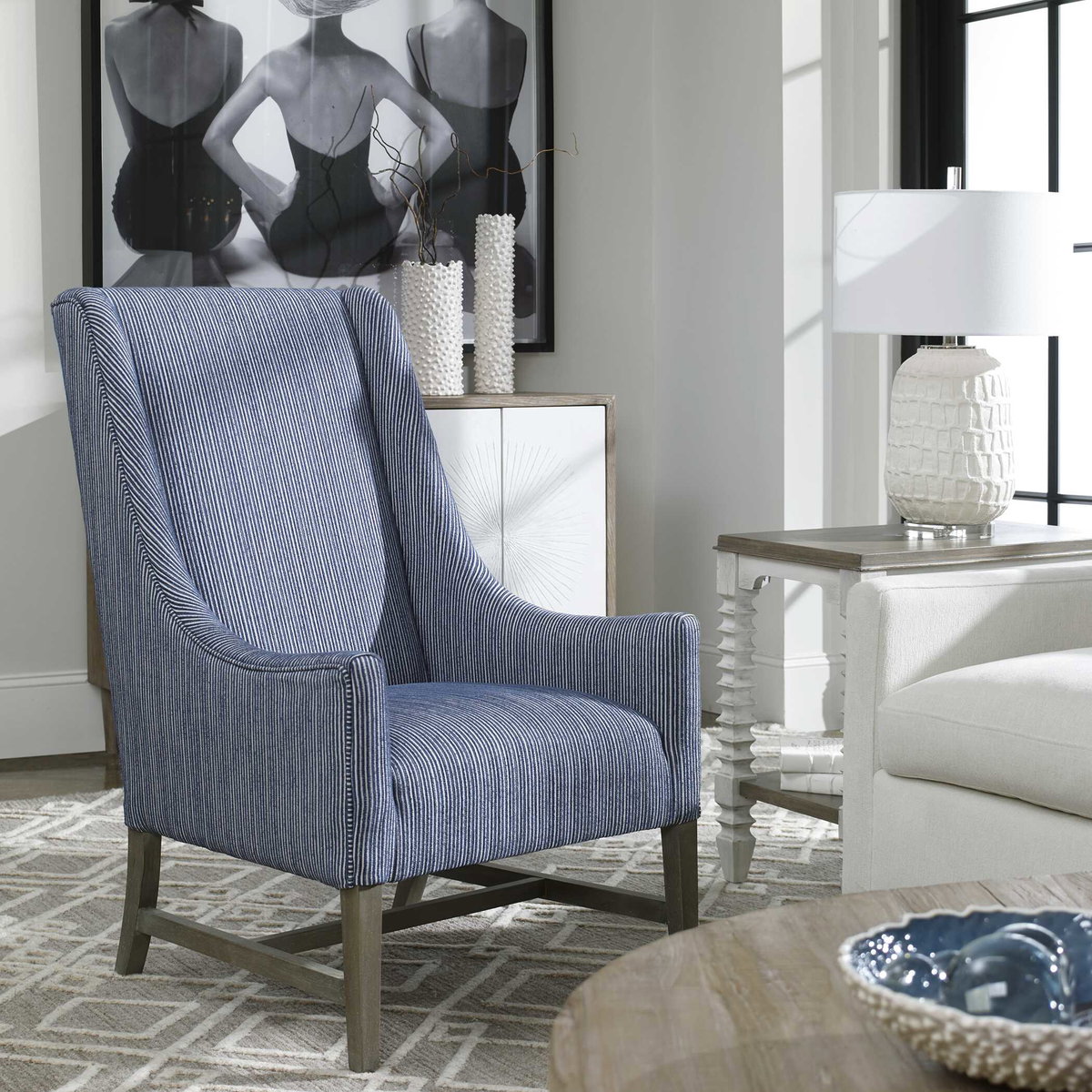 Galiot Wingback Accent Chair, by Uttermost, 27" width x 44" height x 33" depth View 2