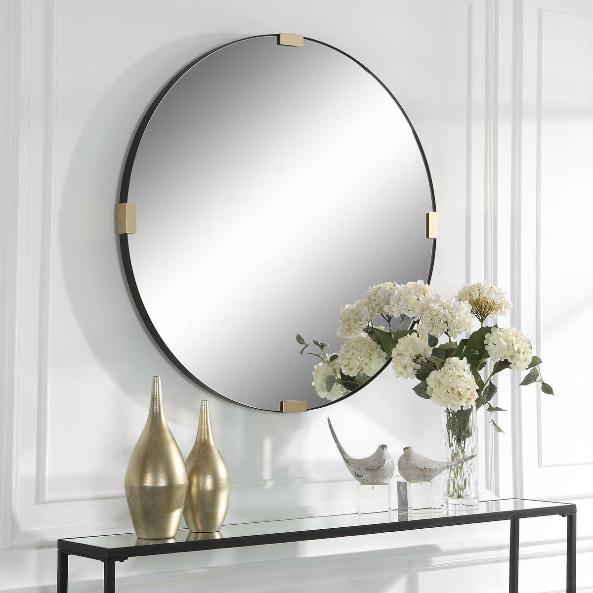 Clip Modern Round Mirror, by Uttermost, 3'6.25" width x 3'6.25" height x 1.62" depth View 4