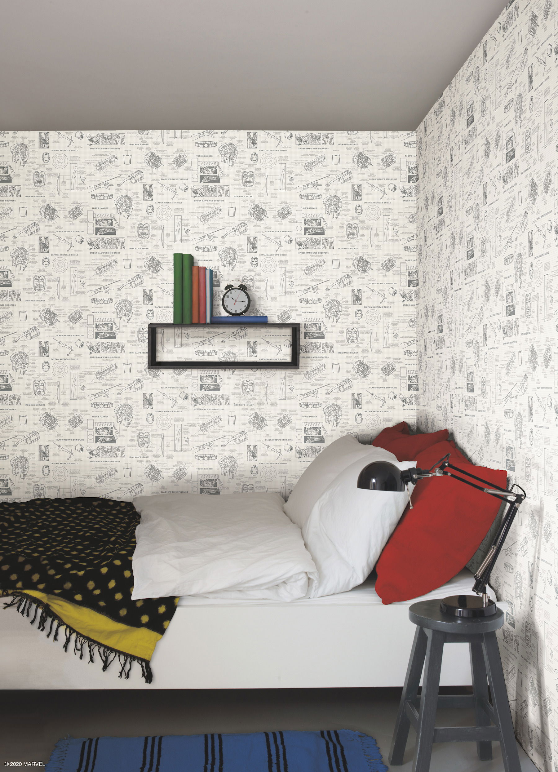 Marvels Heroes Schematics Cream Wallpaper large image 
