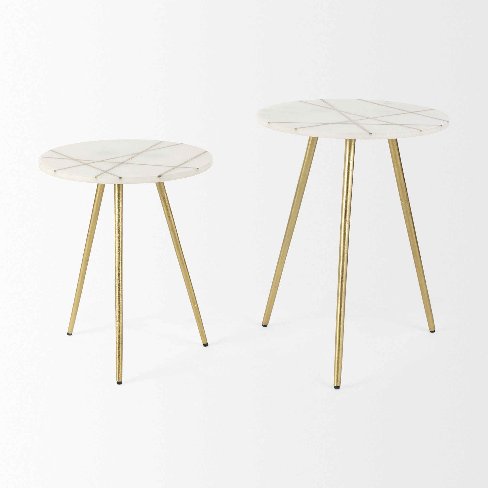 Vivienne   White Marble with Antique Gold Metal Round Small Side Table, Side & End Table by Mercana, 16" length x 16" width x 19" height View 4